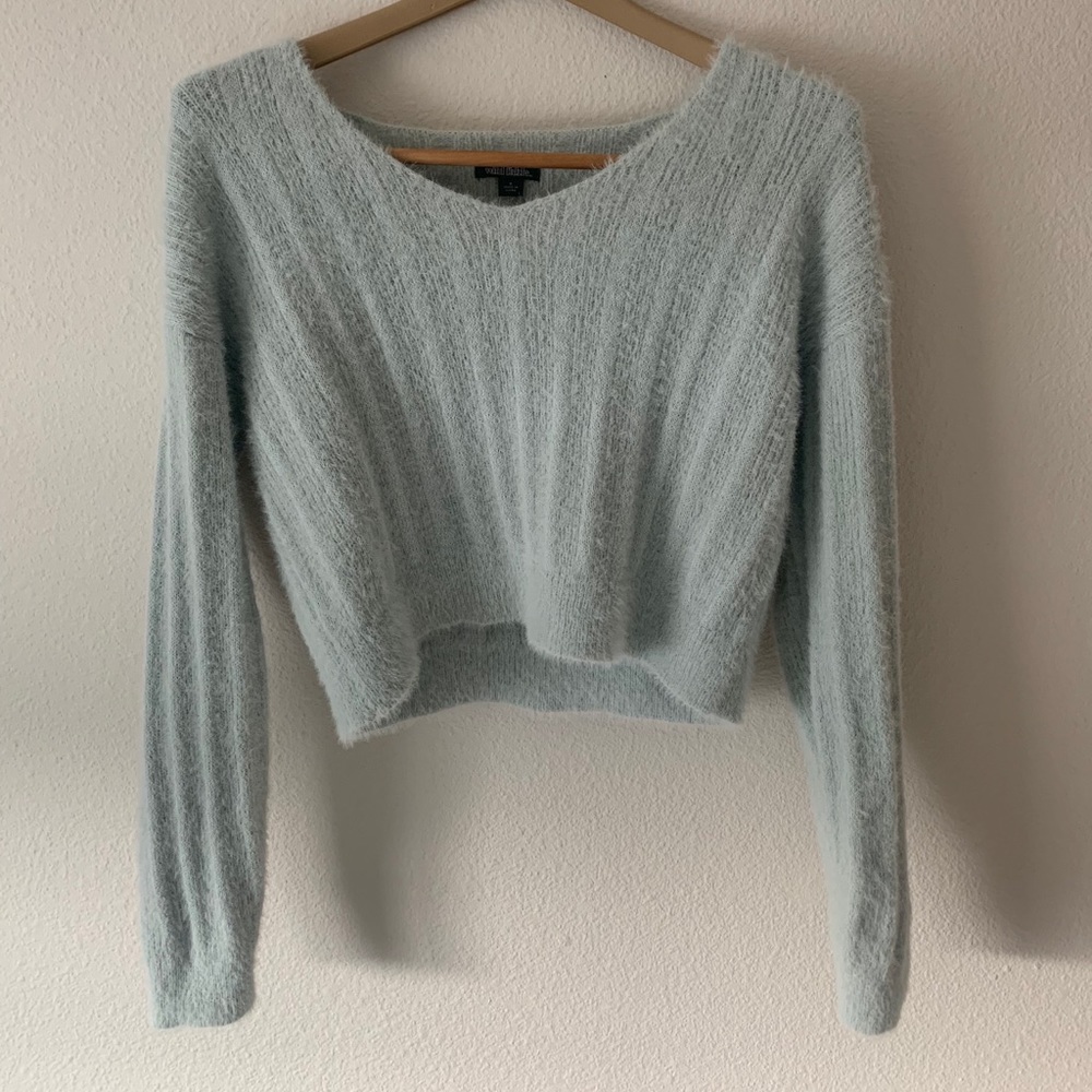 Fuzzy mint sweater